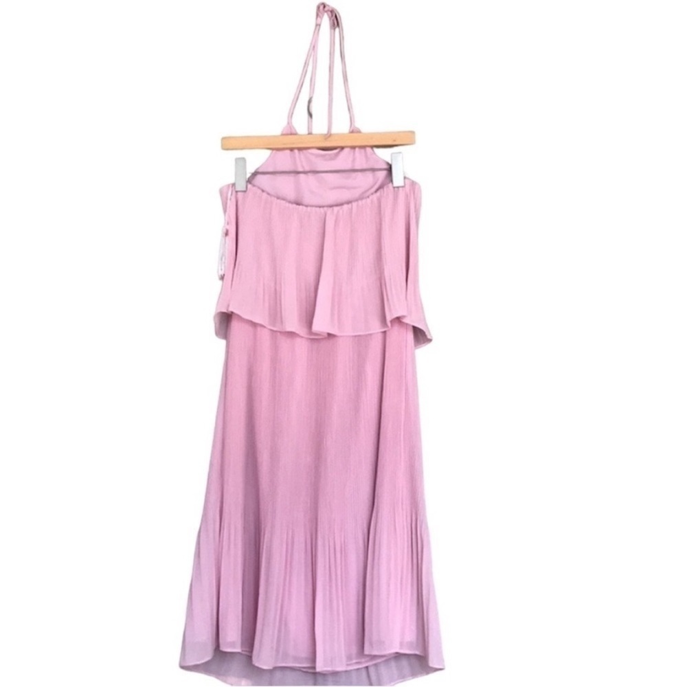 H by Halston Pleated Halter Midi Dress Pink Pearl Backless 10 NWT - Picture 5 of 12